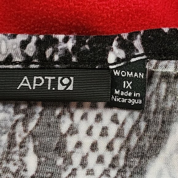 Apt. 9 Black Grey White Rayon Span Snake Print 3/4 Sleeve Scoop Neck Tunic Sz 1X - Picture 14 of 16